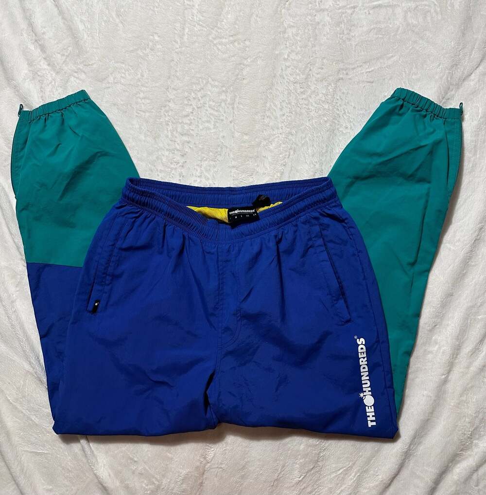 Size small The Hundreds Colorblock Nylon Track Pants Blue Teal